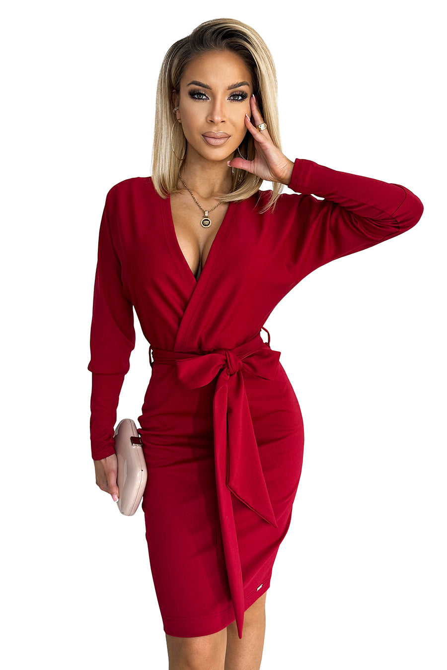 Numoco 401-1 CELIA Envelope dress with a neckline on the back - burgundy-5