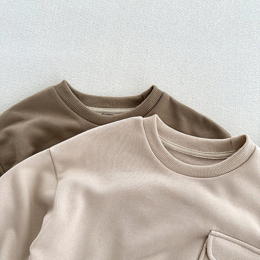 Arrival Kids Unisex Soft Comfortable Long Sleeves Solid Color Top Casual Pullover-1