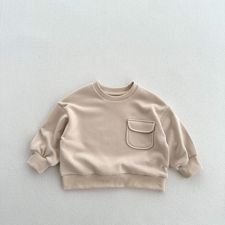 Arrival Kids Unisex Soft Comfortable Long Sleeves Solid Color Top Casual Pullover-3