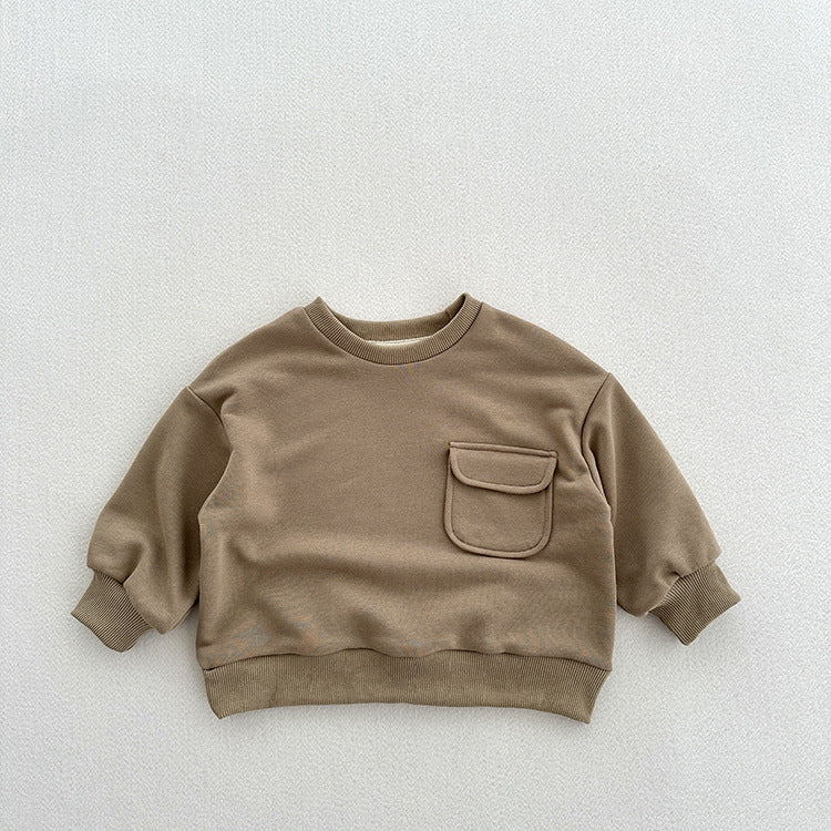 Arrival Kids Unisex Soft Comfortable Long Sleeves Solid Color Top Casual Pullover-4